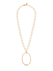 Large Oval Pendant Chain Link Necklace