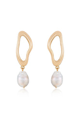 Open Circle Freshwater Pearl Earrings