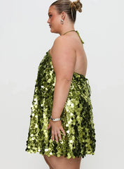 Fluorescents Halter Mini Dress Green Curve