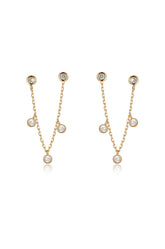 Double Piercing Multi-Crystal Dangle Earrings