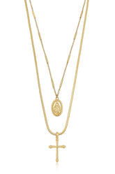 Like a Prayer Layered Cross and Coin Necklace