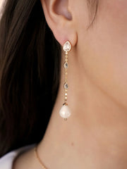 Droplet Crystal and Pearl Earring