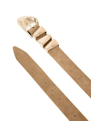 Modern Western Belt in Shiitake Suede