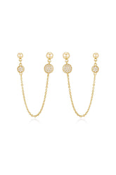 Double Piercing Chain Drop Earrings