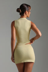 Sheveta Form-Ribbed A-Line Mini Skirt - Peppermint Tea