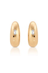 Oval Dome Baguette Hoops