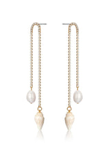 Balanced Shell and Pearl Earrings