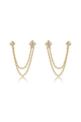 Double Piercing Diamond Shape Earrings