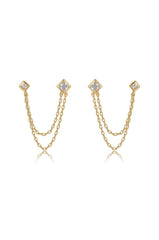 Double Piercing Diamond Shape Earrings