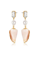 Golden Rimmed Shell Dangle Earrings