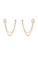 Double Piercing Freshwater Pearl Earring