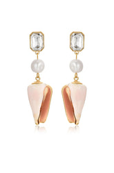 Golden Rimmed Shell Dangle Earrings