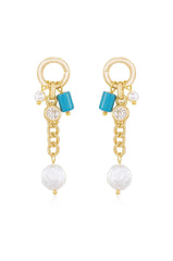 Pearl and Charm Dangle Earrings
