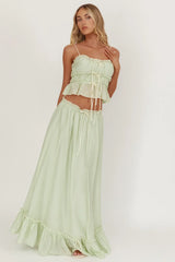 Maidens Tie Detail Overlock Top Sage
