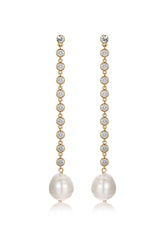 Crystal Chain Pearl Drop Earrings