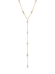 Simple Crystal Dot Lariat Necklace