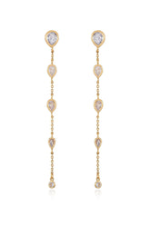 Dainty Bezel Crystal Dangle Earrings