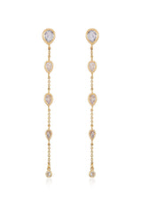 Dainty Bezel Crystal Dangle Earrings