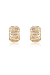 Bezel Crystal Crescent Huggie Hoops