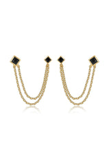 Double Piercing Diamond Shape Earrings
