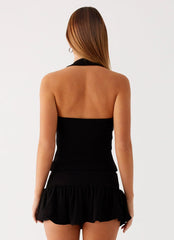 Vegas Nights Halter Neck Top - Black