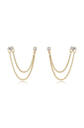 Double Piercing Chain Dangle Earrings