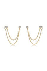 Double Piercing Chain Dangle Earrings