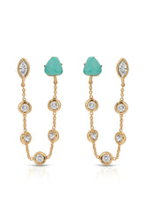 Double Piercing Turquoise Earrings