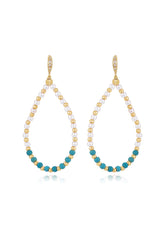 Turquoise and Pearl Teardrop Earrings