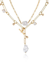 Deep Water Pearl Lariat Necklace