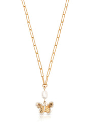 Butterfly Pearl Chain Necklace