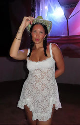 All Mine White Lace Mini Dress
