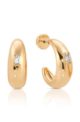 Oval Dome Baguette Hoops