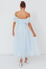 Dreamers & Lovers Off-Shoulder Maxi Dress Powder Blue