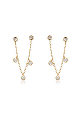 Double Piercing Multi-Crystal Dangle Earrings