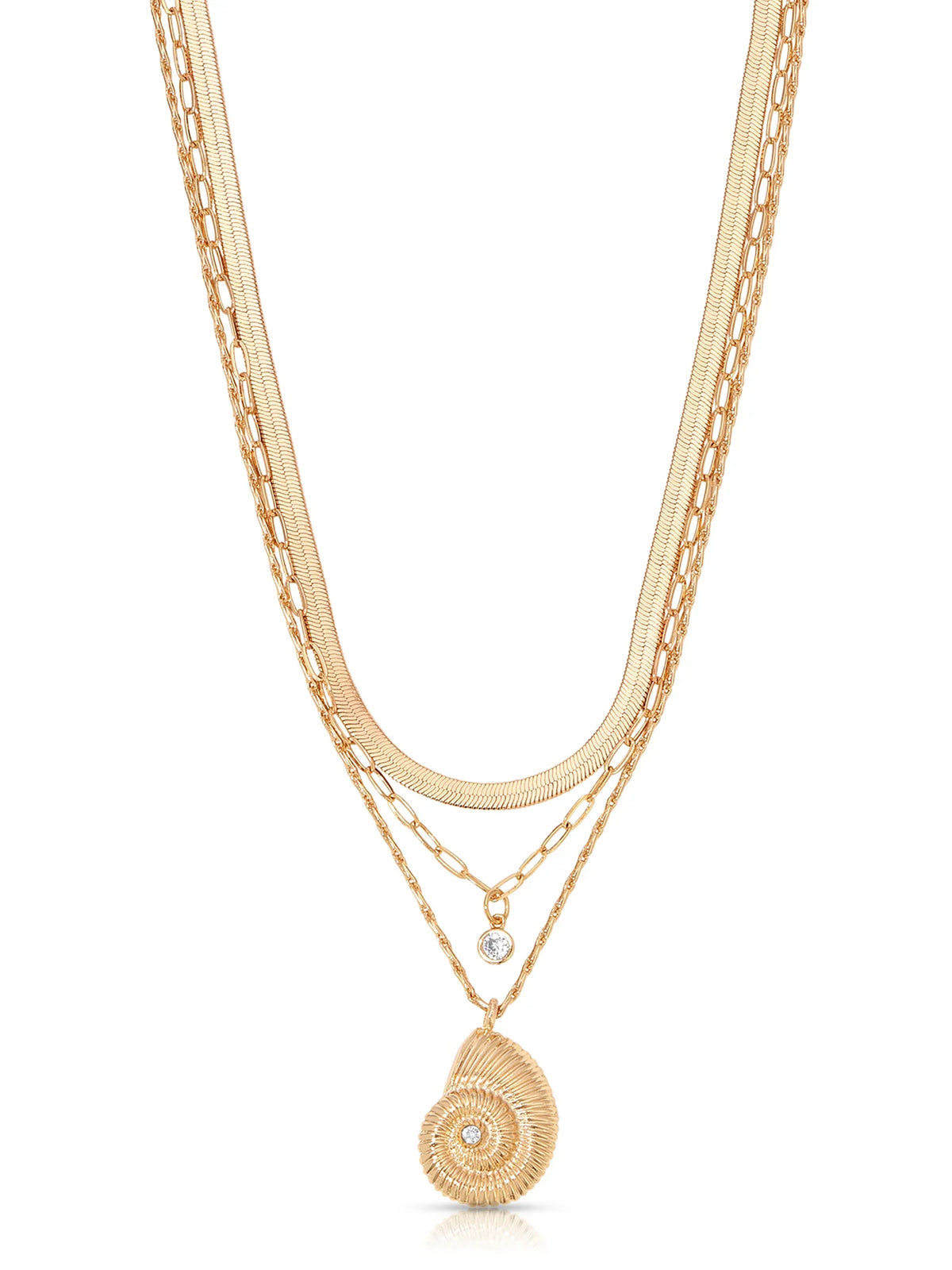 Nautilus Shell Pendant Layered Necklace