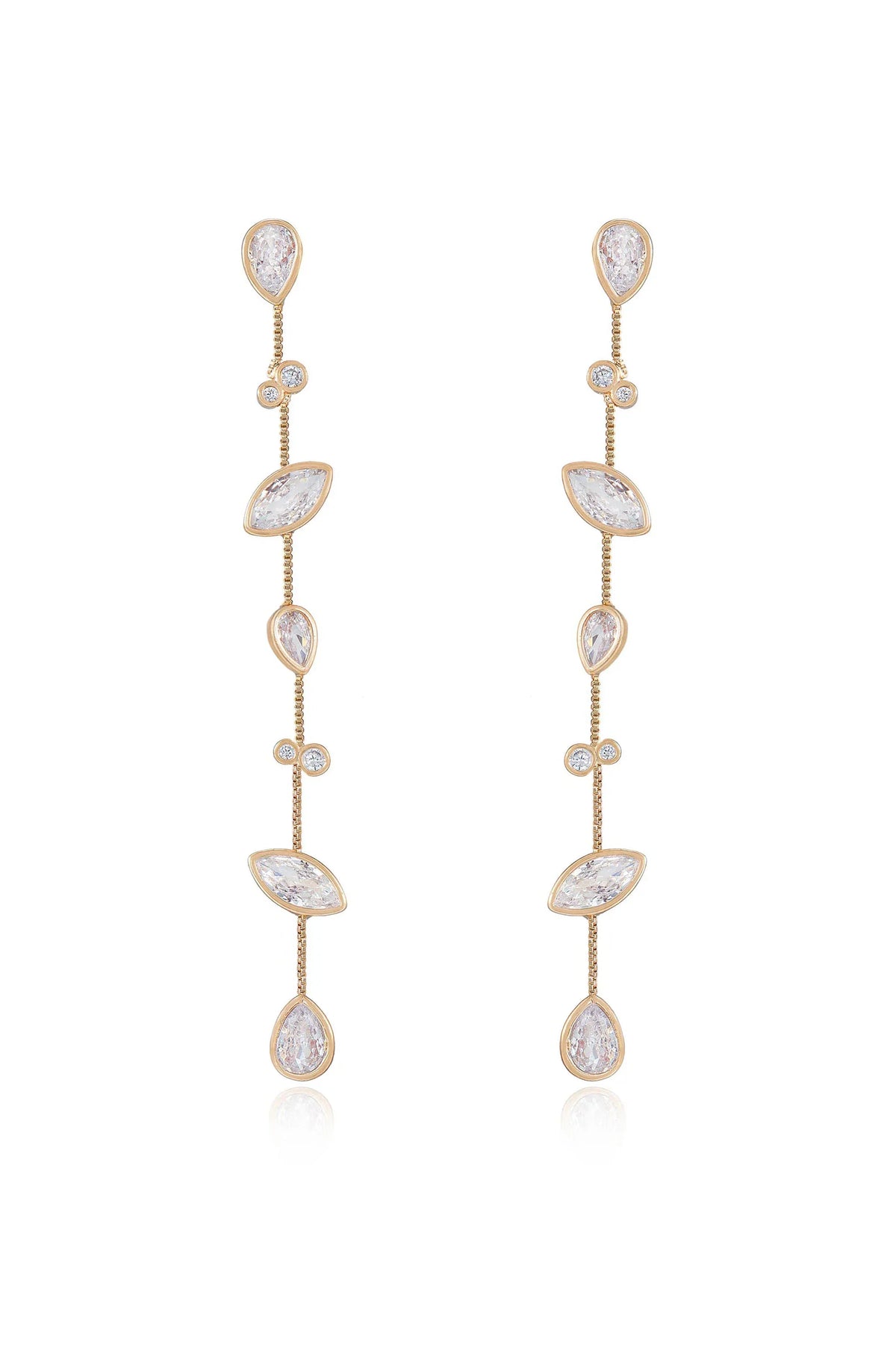 Falling Bezel Crystal Dangle Earrings