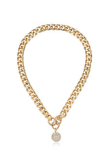 Crystal Disc Charm and Chain Necklace