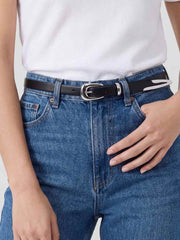 Modern Saddle Belt in Black and Silver