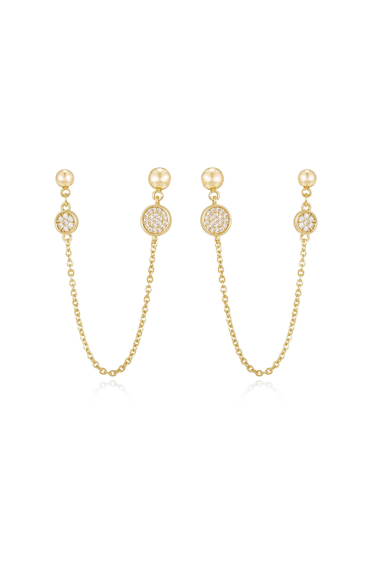 Double Piercing Chain Drop Earrings
