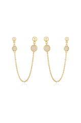 Double Piercing Chain Drop Earrings