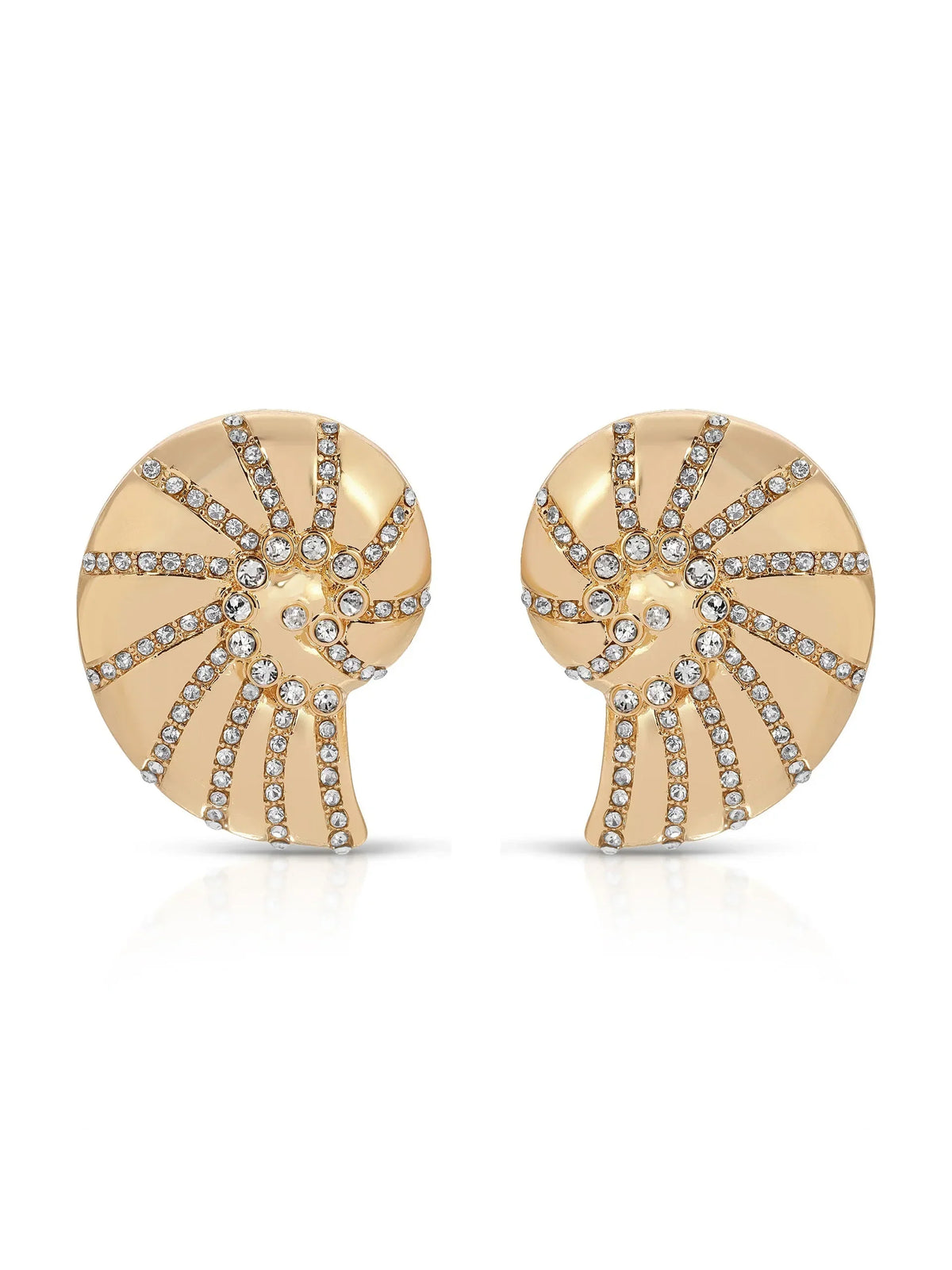 Crystal Studded Nautilus Shell Earrings
