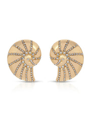 Crystal Studded Nautilus Shell Earrings