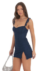 Sweetheart Neck Lace Dress in Navy
