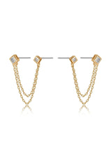 Double Piercing Diamond Shape Earrings