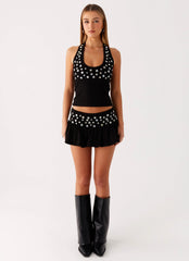 Vegas Nights Halter Neck Top - Black