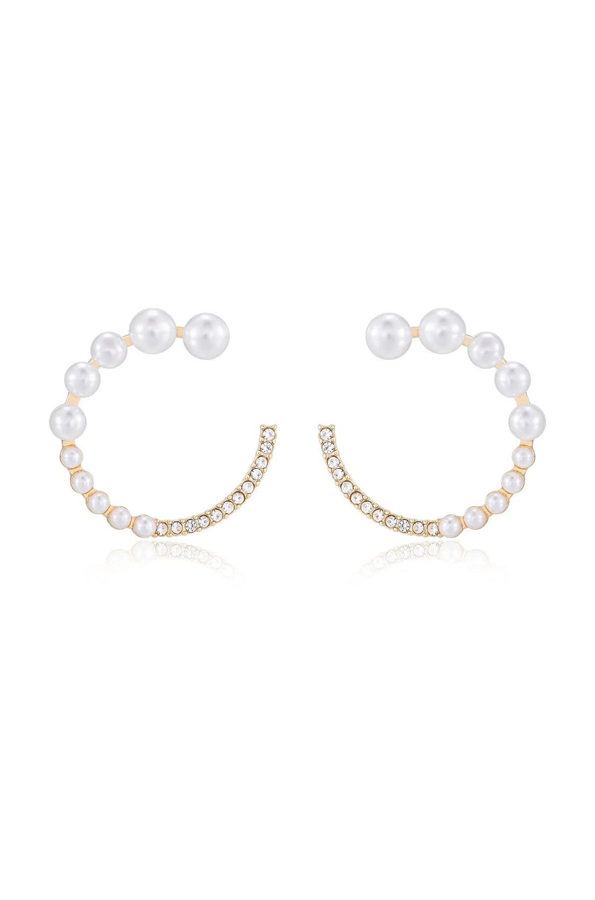 Chic Pearl And Crystal Open Circle Earrings