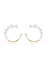 Chic Pearl And Crystal Open Circle Earrings