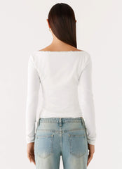 Moda Long Sleeve Top - White