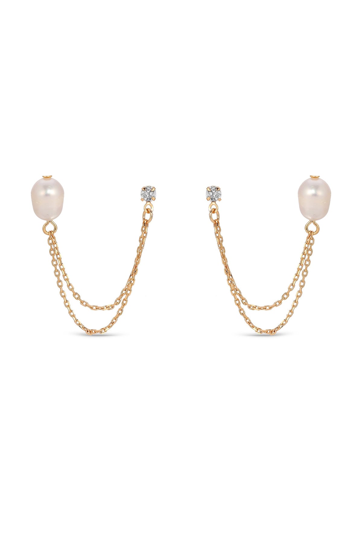 Double Piercing Freshwater Pearl Earring